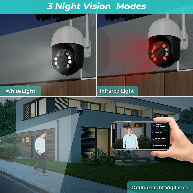 Reobiux 자동 추적 풀 컬러 야간 투시경 무선 오디오 보안 CCTV 카메라, 야외 1080P IP 카메라, 4K 와이파이 PTZ 카메라, 8MP