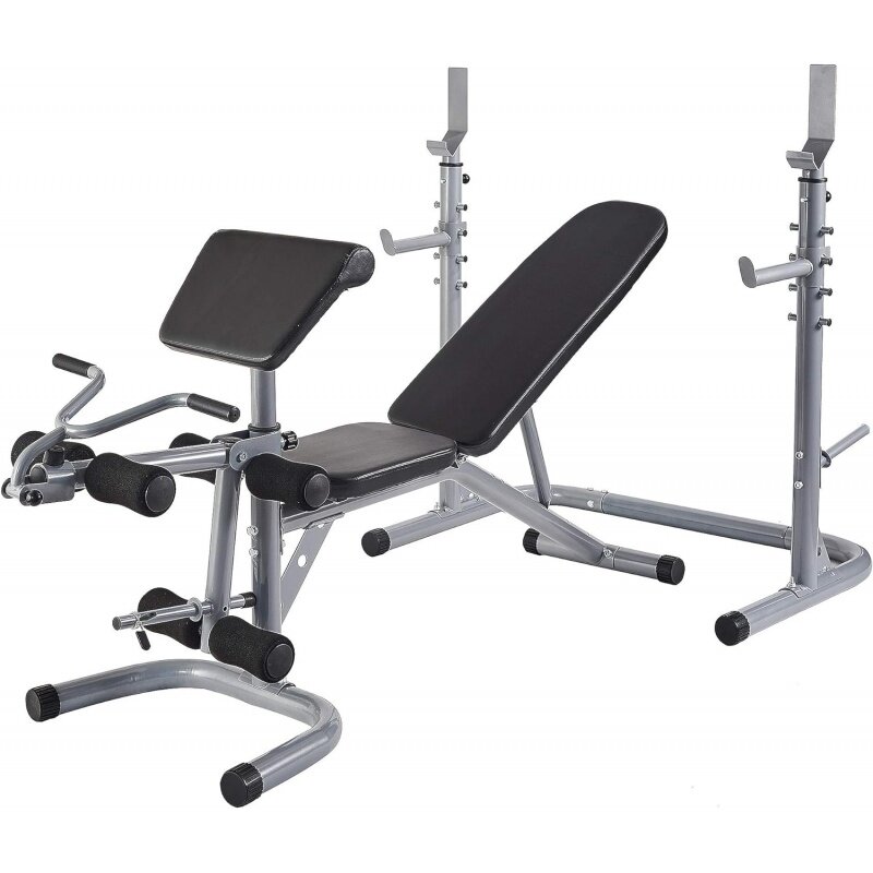BalanceFrom RS 60 Multifuncional Workout Station, Banco Ajustável Workout Olímpico com Squat Rack, Extensão Perna, Pregador Curl