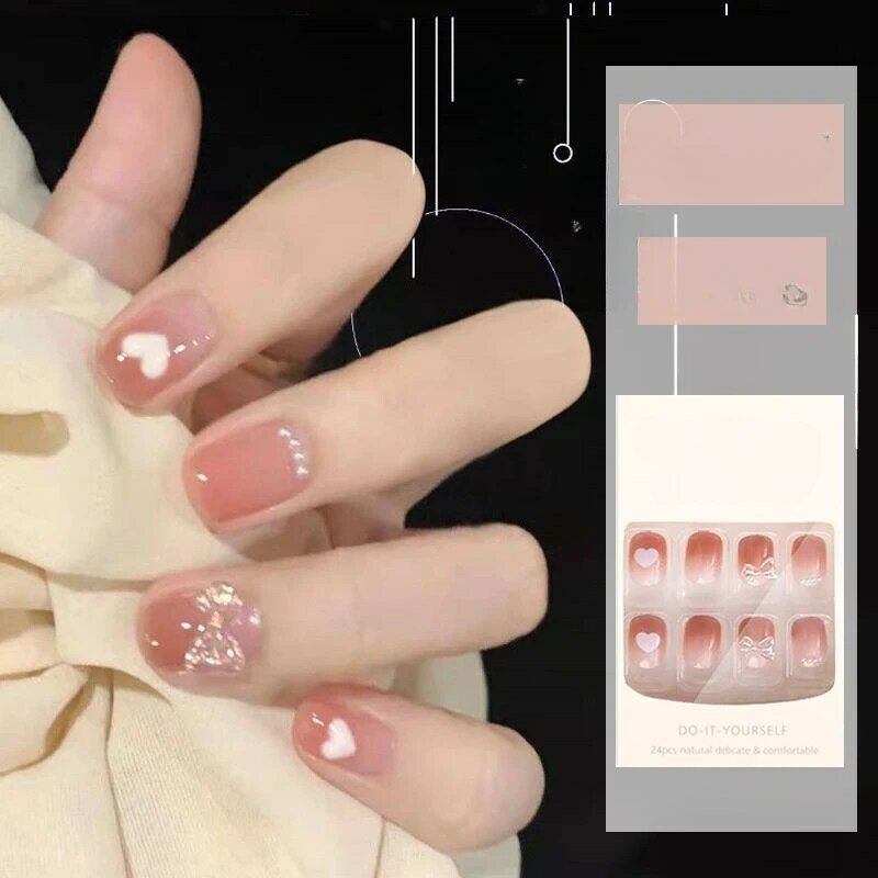 Nail Art Draagbare Nail Ins Nieuwe Draagbare Patches Nagellakken Voor Het Nieuwe Jaar Rode Korte Patches Drukken Op Nagels Pak