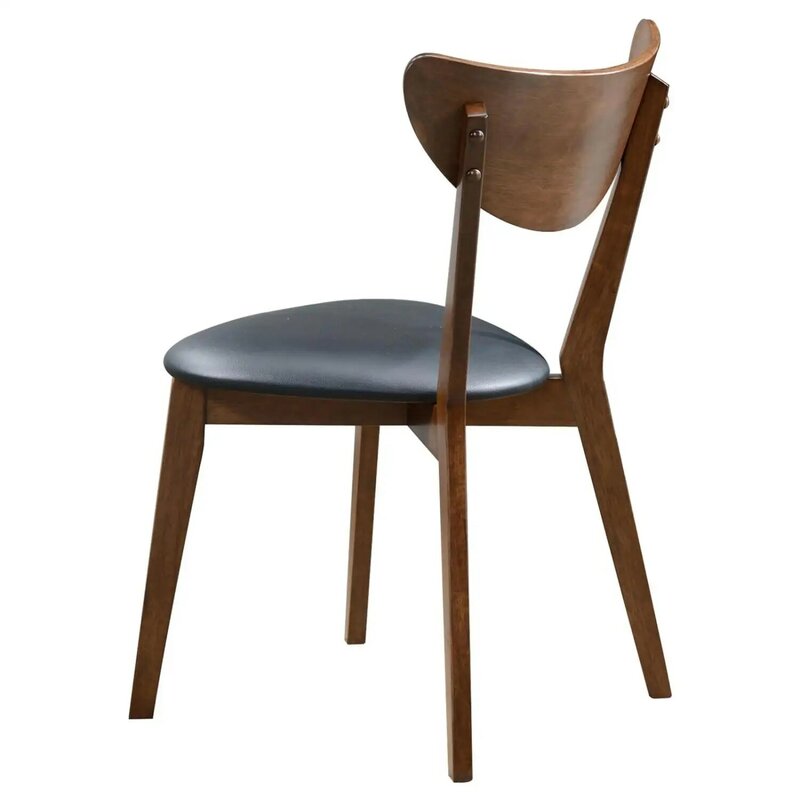 Набор из 2 элегантных темных ореховых и черных открытых боковых стульев, стильная мебель для столовой с современным дизайном и прочностью