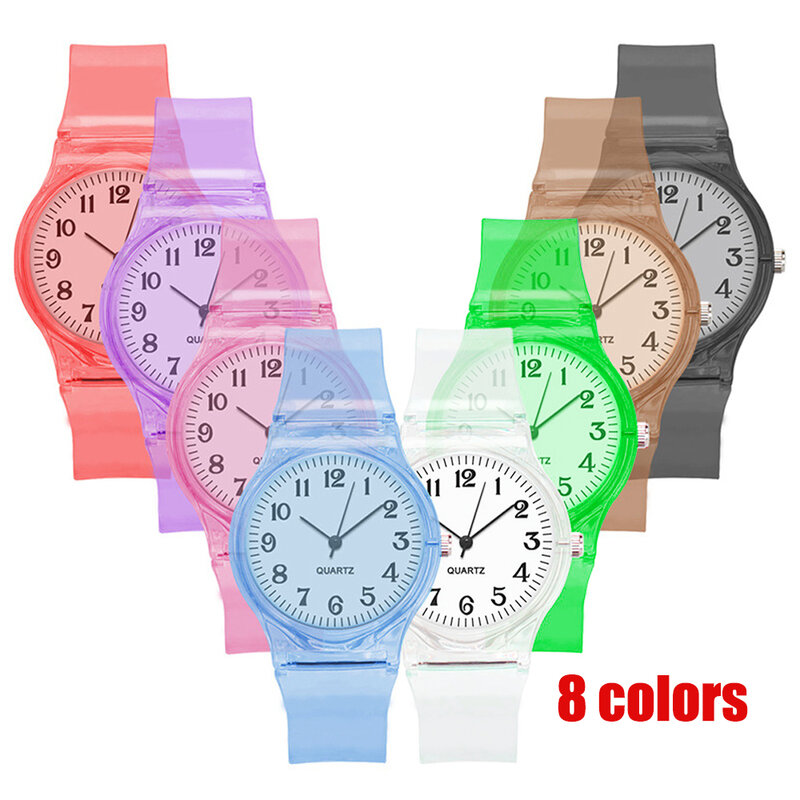 Часы карамельных цветов, простые Экологичные женские часы, Ультратонкий силиконовый ремешок, прозрачные часы для отдыха, подарок для женщин