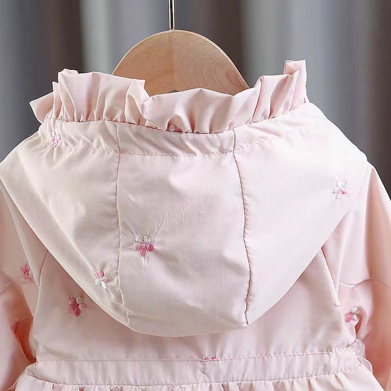 Trench coat de bebê com zíper, top de criança, blusão para menina, jaqueta recém-nascida, casaco bonito para crianças, primavera e outono