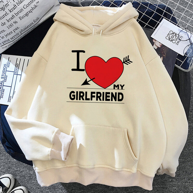 i Love My Girlfriend hoodies women long sleeve top graphic 90s Winter  Hooded Shirt tracksuit women streetwear Hooded Shirt
