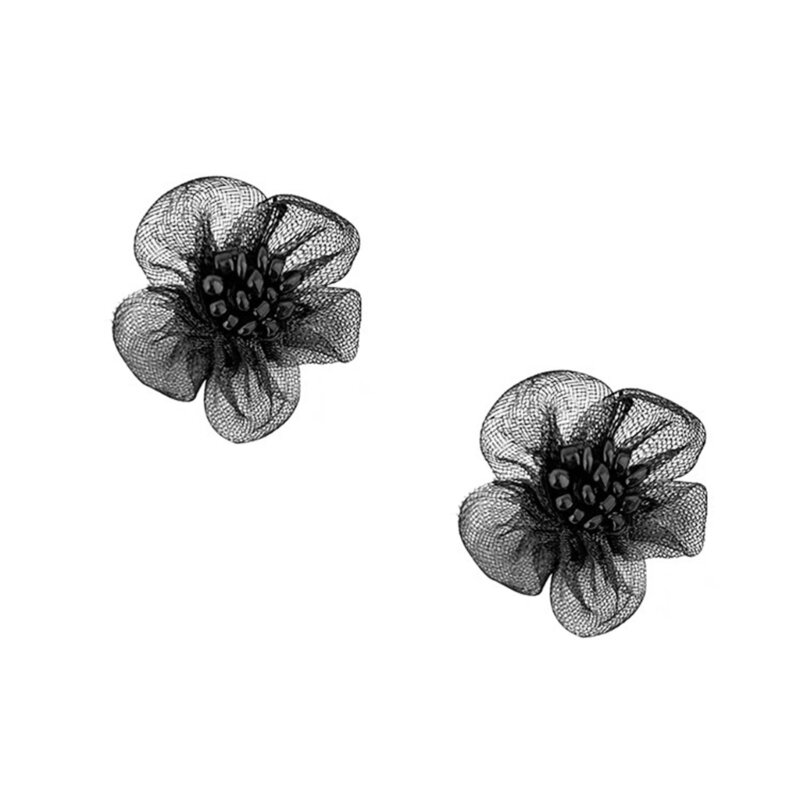 Boucles d'oreilles en tissu avec fleur Rose 652F, accessoires boucles d'oreilles exagérés en forme Rose