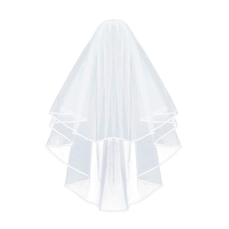 Véu de casamento feminino com pente, véu curto, véu de casamento, chuveiro nupcial, solteira, branco, simples