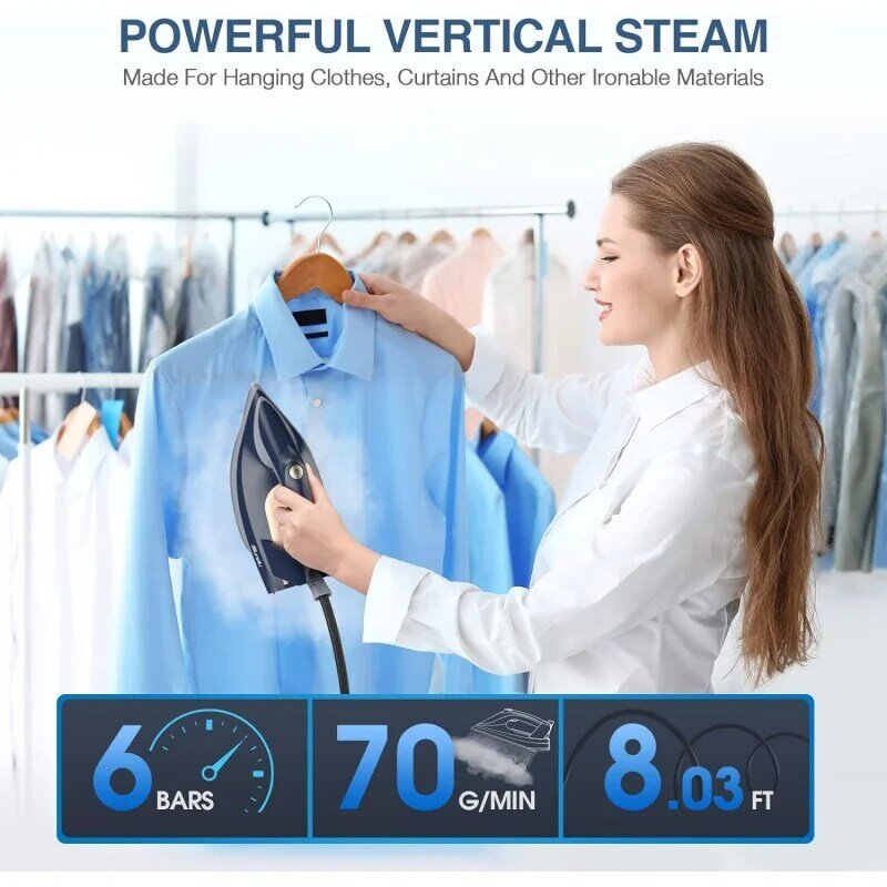 Pro Steam Station with Ceramic Soleplate, 1800W Statn Iron for Clothes 1.5L Removable Water Tank, Lock Easy