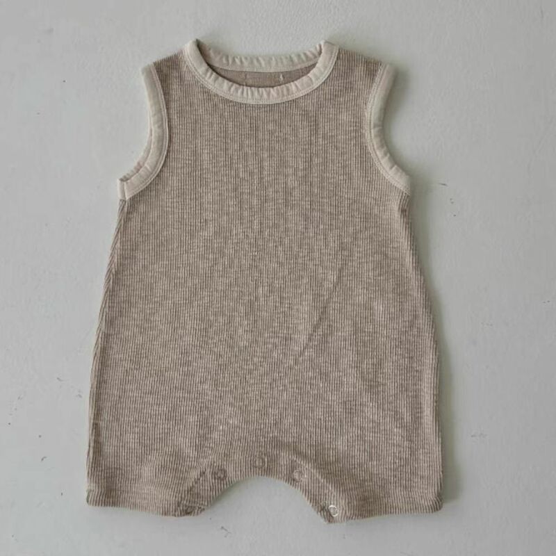 2024 Summer New Baby Sleeveless Romper Solid Boy Girl Newborn Loose Breathable Jumpsuit Infant Toddler Cotton Thin Clothes 0-24M
