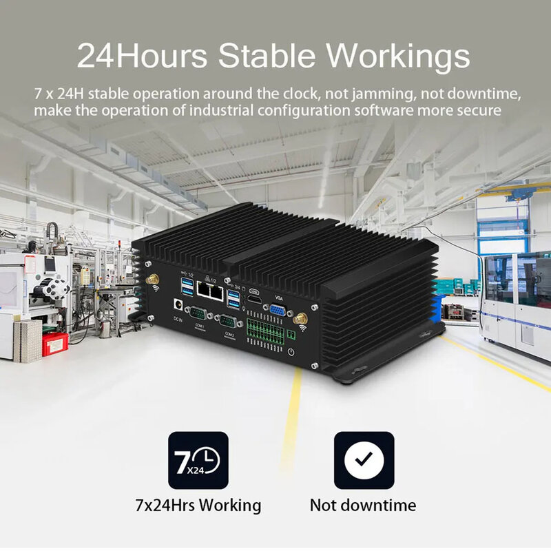 2LAN6COM Industrial Mini PC with Inter i5 8550U/i5-8250U Dual DDR4 2*RS485/232/422 Support10/11 Linux Pfense Fanless Computer