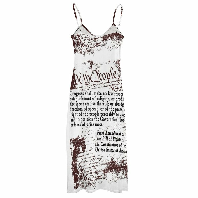 Платье женское вечернее без рукавов с изображением коносамента США