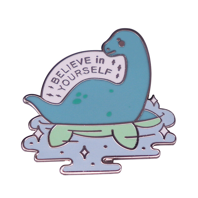 Cute Cartoon Swimming Dinosaur Fashionable Creative Cartoon Brooch Lovely Enamel Badge Clothing Accessories