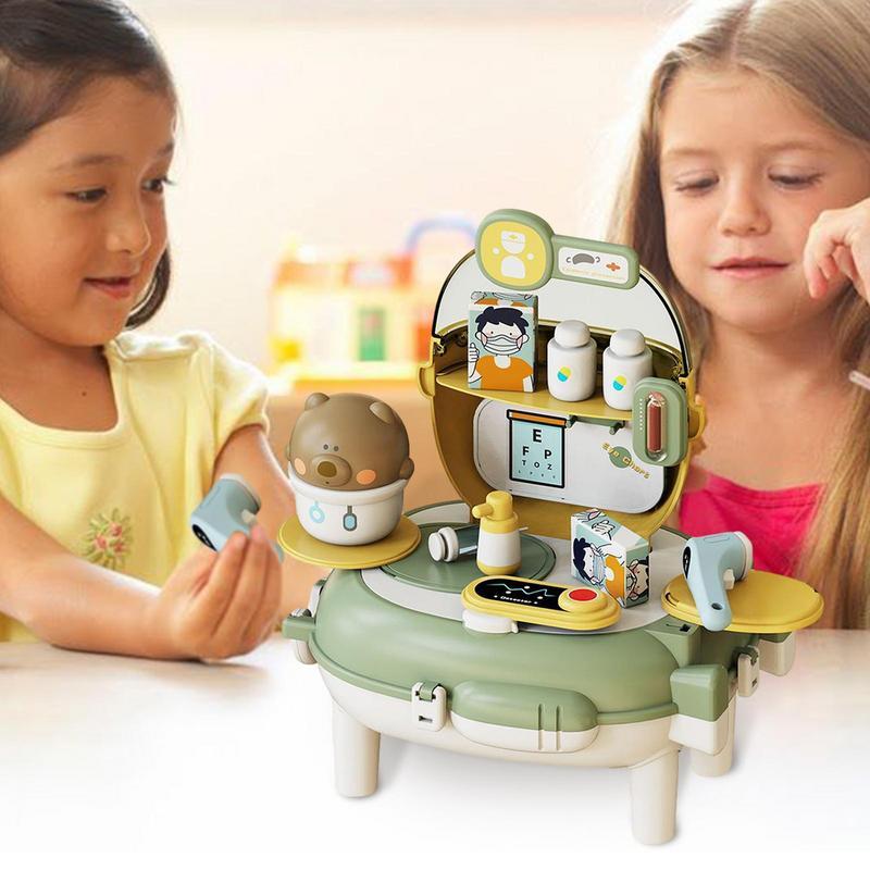 어린이용 가상 놀이 주방 세트, 변형 가능한 장난감, 닥터 키트, 스페이스 베어 배낭 디자인, 조기 개발
