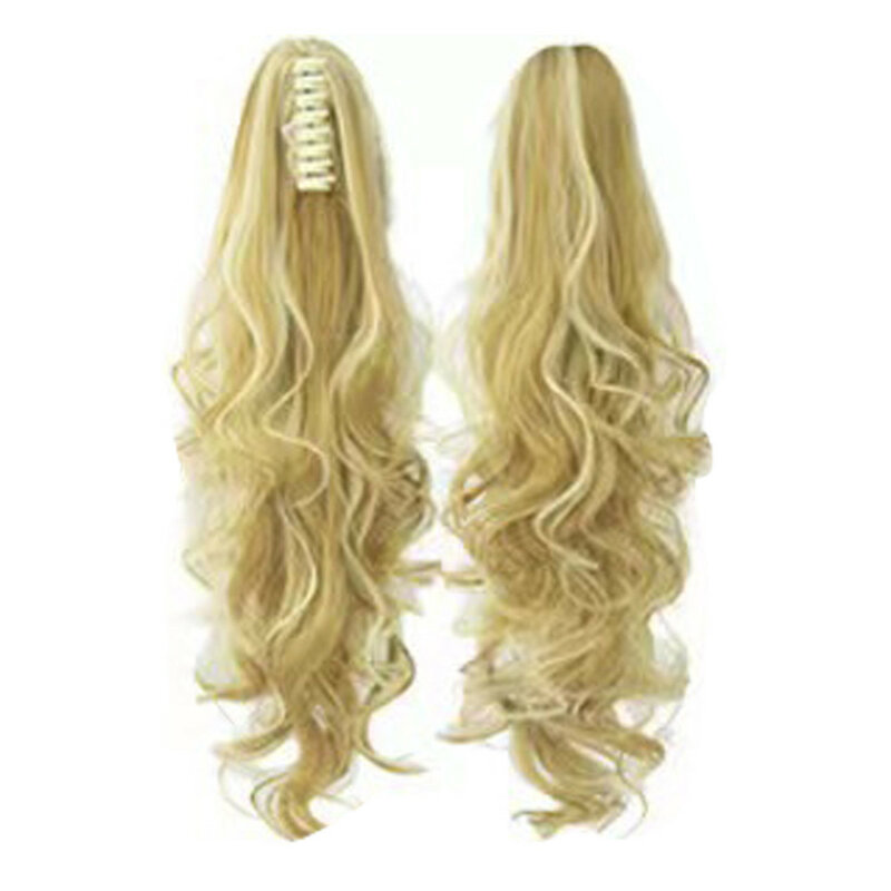 女性のためのポニーテールグリップウィッグ、長い波状の髪、着用が簡単、ファッション自然、長さ18 24"