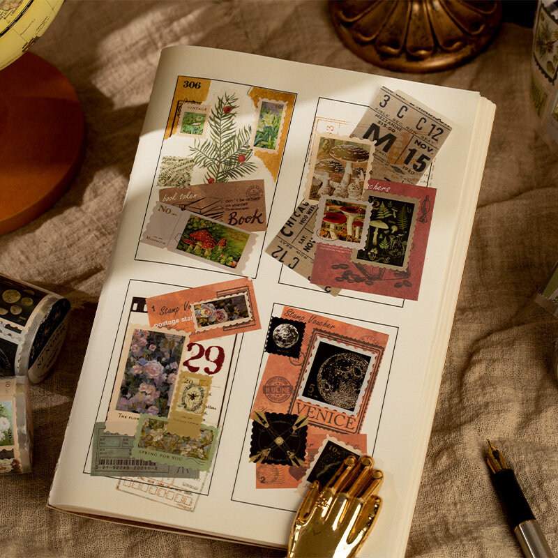 Retro Bronzing Stamp Tape Adesivo, Adesivo Decorativo para Caixa de Telefone Infantil, Carimbo DIY, Portátil