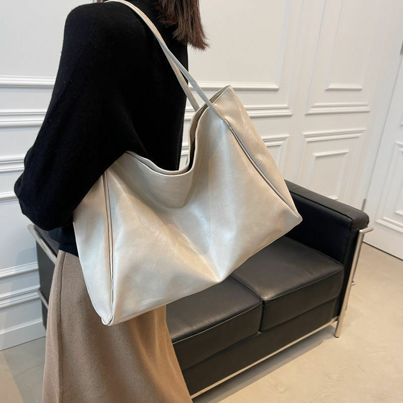 Frauen Einkaufstasche Mode Achsel Tasche große Kapazität weiche Pu Leder Umhängetasche Retro Umhängetasche lässig tragbare Beutel tasche