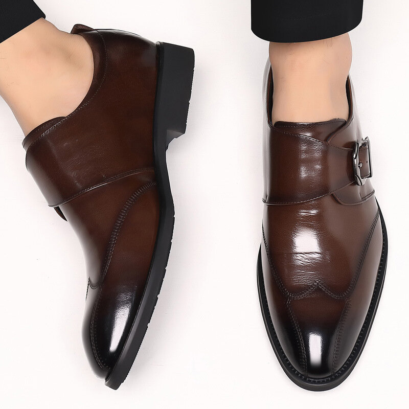 Броги мужские кожаные, классические туфли, без застежки, деловая обувь, большие размеры 38-48