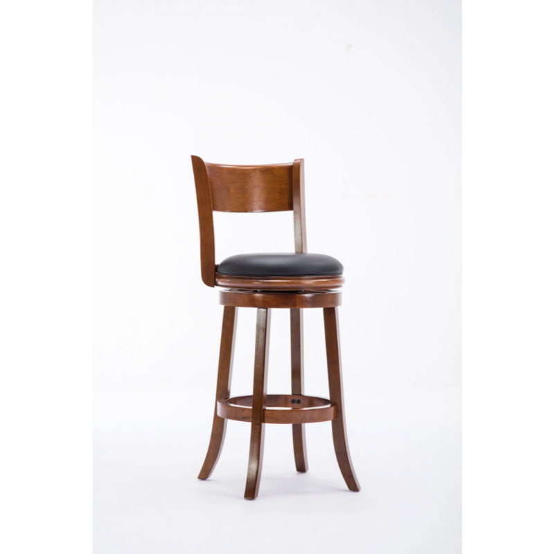 Паленто 29 дюймов. Деревянный барный стул с высокой спинкой поворотный, отделка орехом