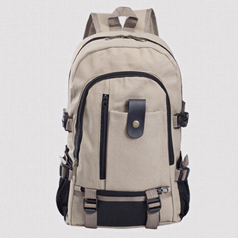 Tas punggung kanvas untuk pria, tas sekolah olahraga berpergian warna polos ledakan, tas punggung kanvas kapasitas besar