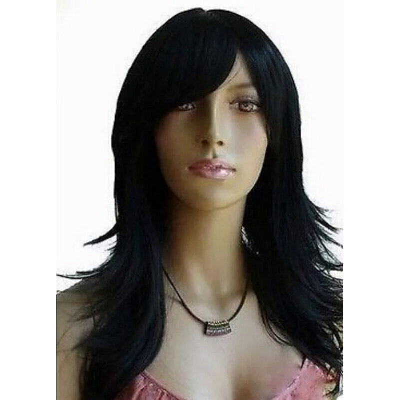 Peruca ws01 peruca longa encaracolada com bla flip, peruca do cabelo para o partido cosplay