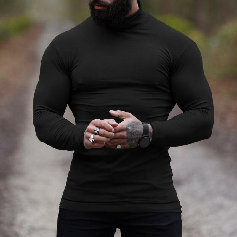 Sweater for Men Thick Knitted Men's Winter Sweater High Collar Long Sleeve Slim Fit Stylish Mid Length Pullover Male