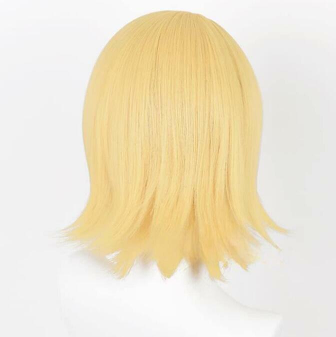 Rin Len wig Cosplay Anime rambut sintetik tahan panas pirang pendek