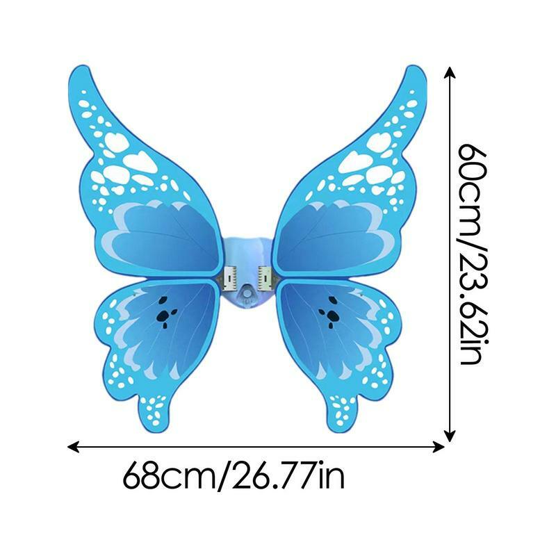 Электрические крылья-бабочки, электрические раскатывающиеся крылья-бабочки на батарейках, красочные волшебные крылья, аксессуары для Хэллоуина