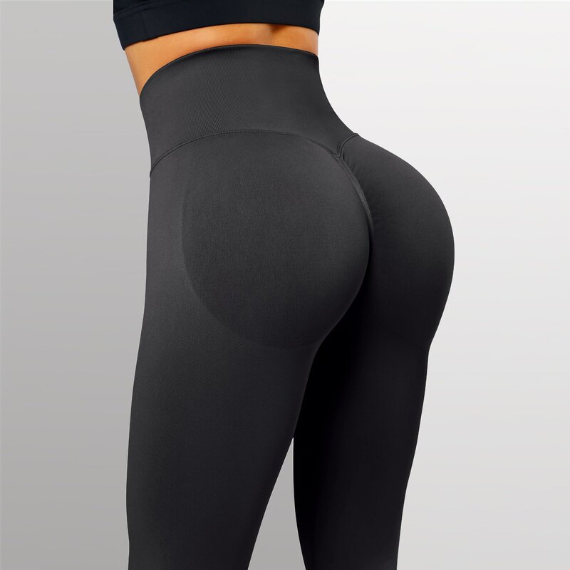 2023 de punto de fitness sin costuras, pantalones de yoga desnudos de cintura alta para mujer