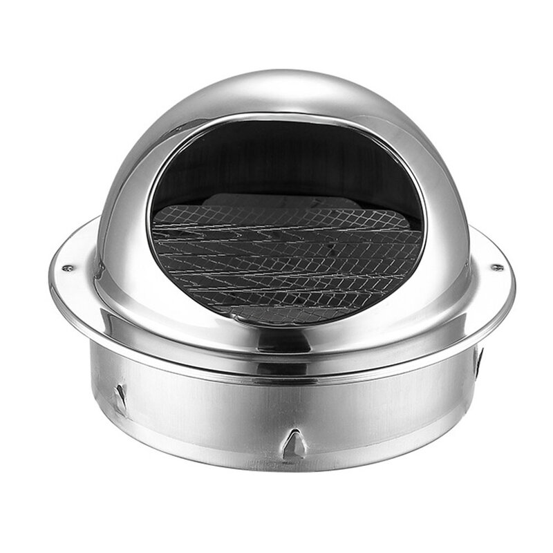 Stainless Steel Ventilation Grille with Anti Insect Net and Hemispherical Hood Ideal for Dryers and Range Hoods