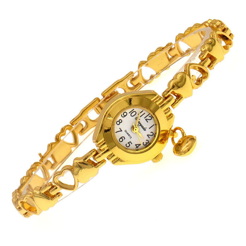Jam tangan gelang Quartz Dial kecil mode wanita lucu grosir kedatangan baru dengan liontin hati jam tangan wanita