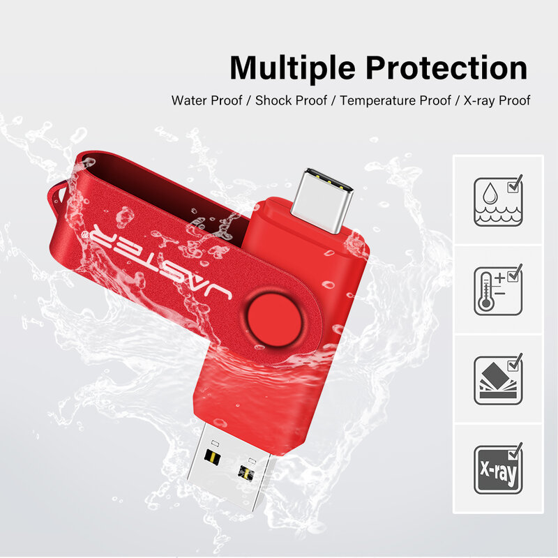 JASTER-unidad Flash USB giratoria roja, Pen Drive de 4GB, 128GB, 2,0 TYPE-C, 64GB, 32GB, 16GB, 8GB, regalo creativo
