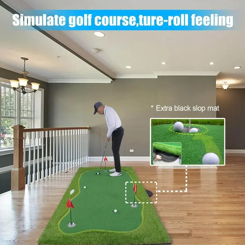 Golf Putting Green/Mat-Golf Training Mat- Professional Golf Practice Mat- Green Long Challenging Putter for Indoor/Outdoor