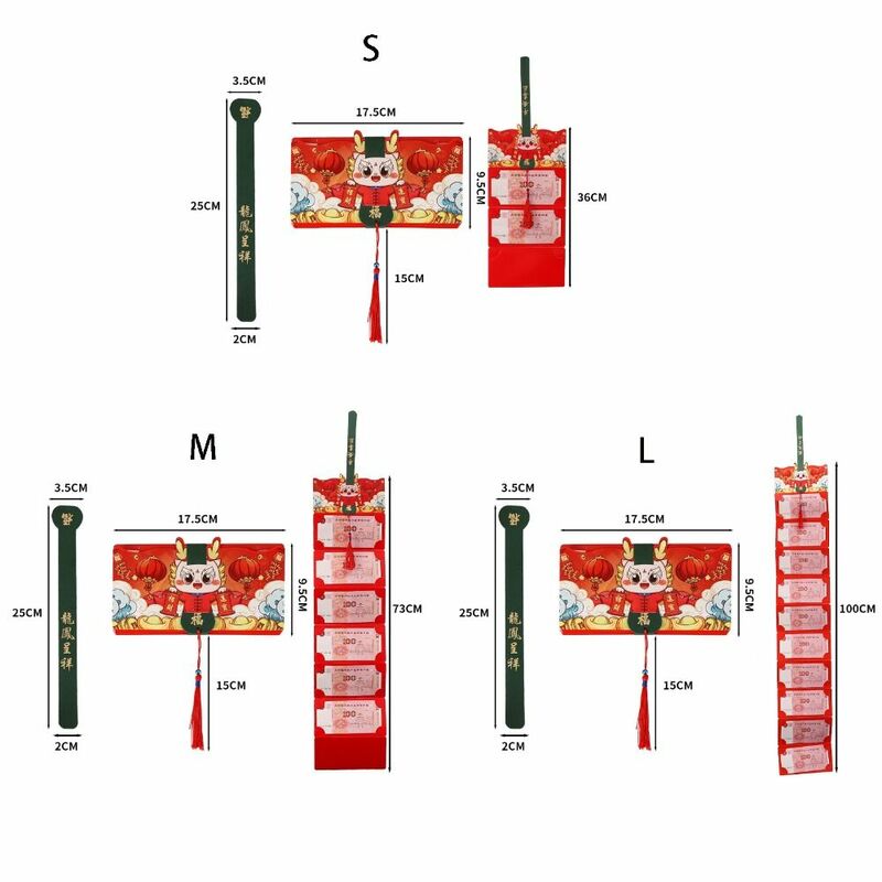 2/6/10slot 2024 drago cinese anno 3D pieghevole busta rossa Festival di primavera tasca rossa borsa per soldi fortunati HongBao regalo di capodanno