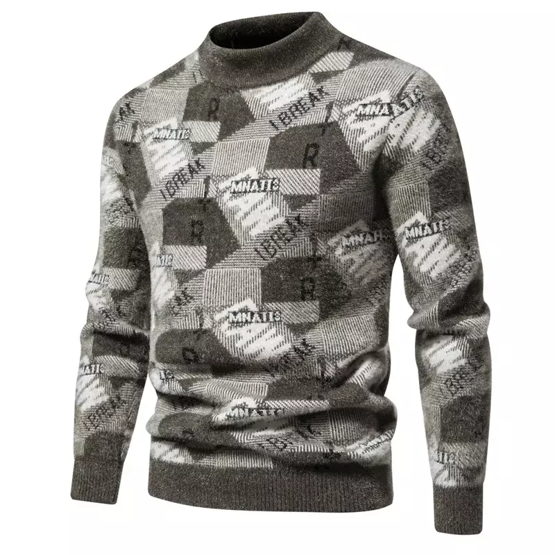 メンズイミテーションミンクセーター、柔らかく快適、暖かいニットセーター、カジュアルな男性の服、秋冬ファッション、新しい