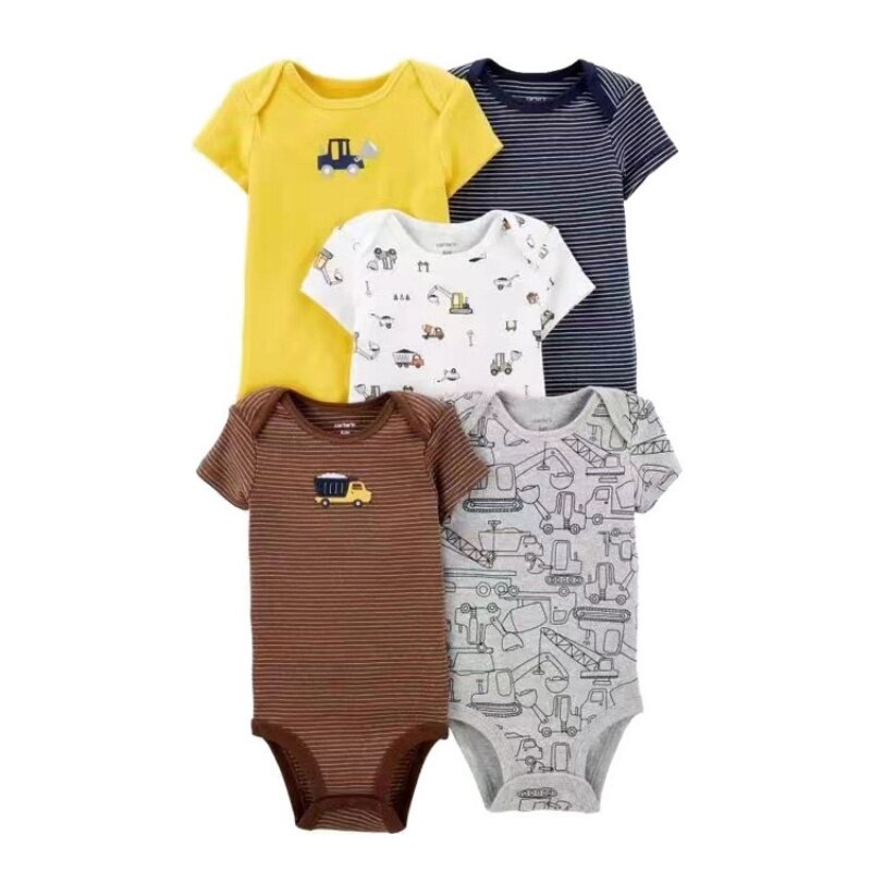 5 Stück Baby Mädchen Stram pler weiche Baumwolle Sommer Neugeborene Jungen Kleidung Mode Cartoon Kurzarm Baby kleidung Overalls 0-24m