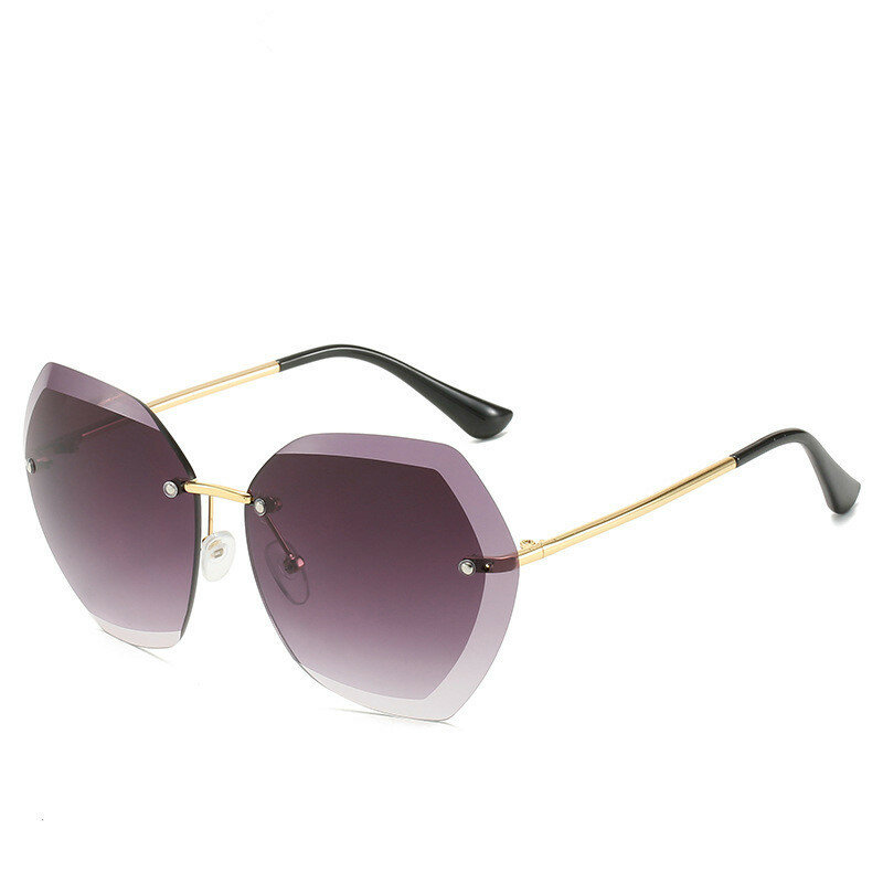Óculos de sol piloto sem aro vintage para homens e mulheres, lente de corte retrô, óculos de sol gradiente, marca feminina, uv400, nova moda, 2023