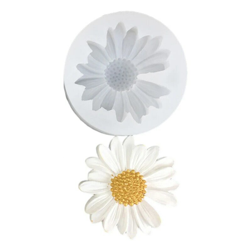 Cetakan silikon bunga Chamomile Daisy dengan lubang cetakan lilin Sabun buatan tangan epoksi aromaterapi mobil cetakan Icing permen dekorasi DIY