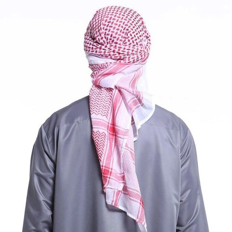 Cabeça muçulmana envoltório lenço para homens e mulheres, Shemagh árabe, muçulmano Keffiyeh, Tactical Desert Scarf, Headwear pescoço, Headwear, Corda Aid, 55x5 Polegada