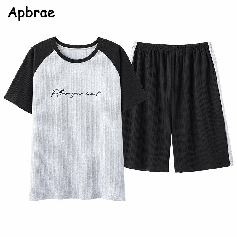 Plus Size L-4XL Mens Modal Cool Khaki pigiama Set estate manica corta Plaid Shorts cotone Homewear Gentleman pigiama Sleepwear