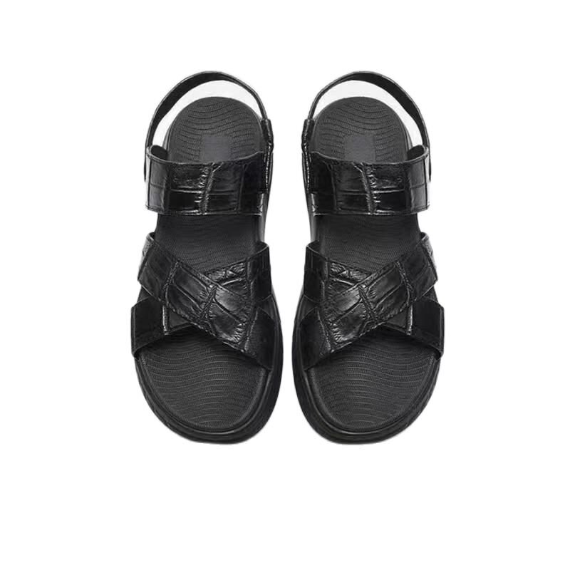 Zapatos informales de piel de cocodrilo para hombre, sandalias de piel auténtica para verano, pdd78, novedad de 2023