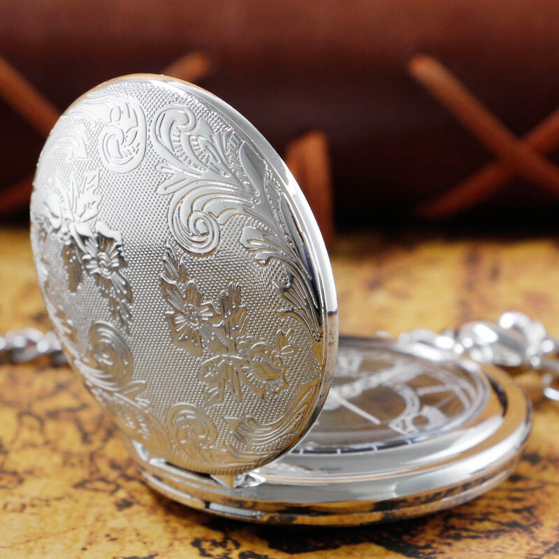 Luxus Retro Silber Quarz Taschenuhr Mode mittelalter lichen Stil Anhänger Halskette Kette Schmuck Geschenk uhr für Männer Frauen
