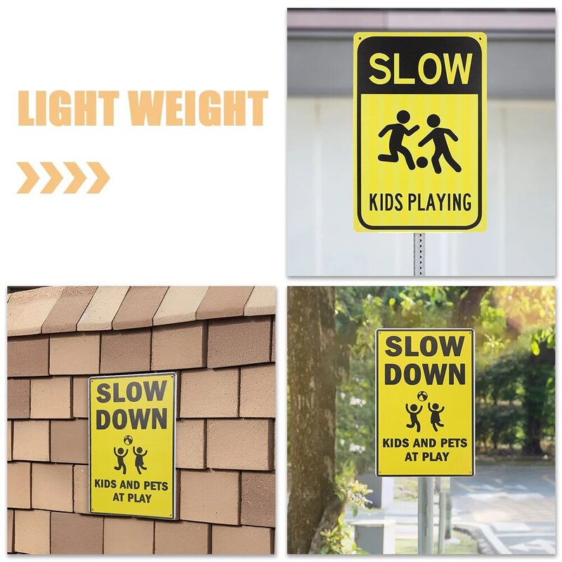 2pcs Warning Sign Road Street Signs Caution Road Signs Kids Playing Attention Signs