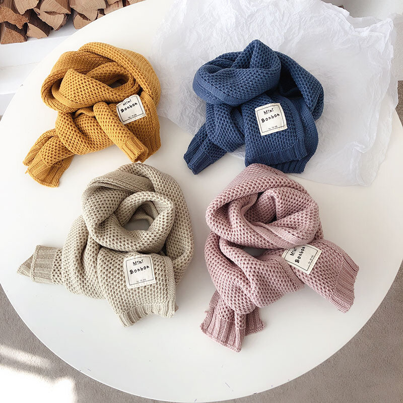 Bufanda de lana para niños, babero de punto de moda coreana, versátil, cálido, Otoño e Invierno