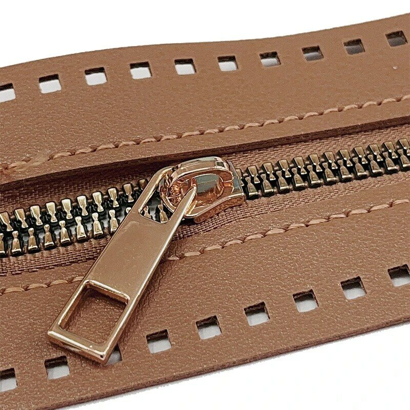 Cerniera in pelle lunga 27cm utile per l'hardware della borsa all'uncinetto accessorio per cucire con cerniera Soild utile cerniera in pelle per borsetta