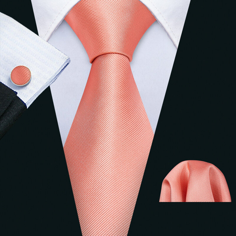 Barry.Wang-Corbata de boda rosa Coral para hombre, corbatas de seda 100% sólidas de melocotón, conjunto de corbatas de marca de lujo para fiesta de boda y negocios, 16 estilos