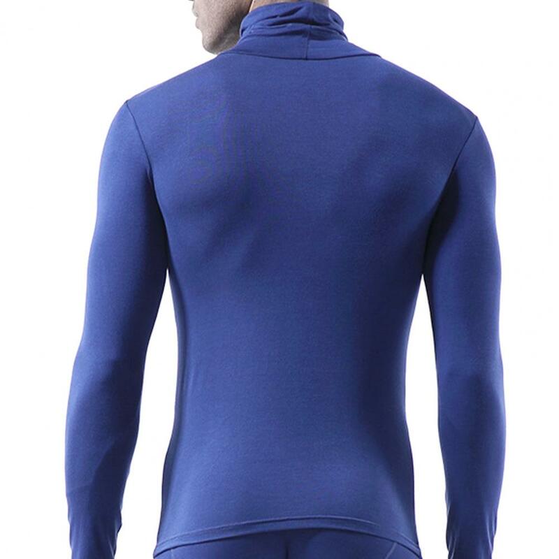 Men Base Shirt Solid Color High Collar Thermal Underwear Tops Men Winter Thermal Shirt Winter Thin Slim Fit Long Sleeve T-shirt