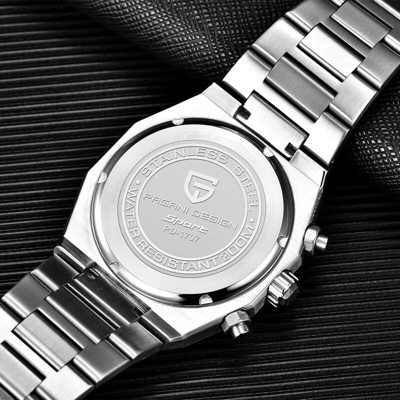 Pagani Design-reloj analógico de acero inoxidable para hombre, nuevo accesorio de pulsera de cuarzo resistente al agua con zafiro, complemento masculino deportivo de negocios con diseño de lujo, 20Bar, VK63, 2024