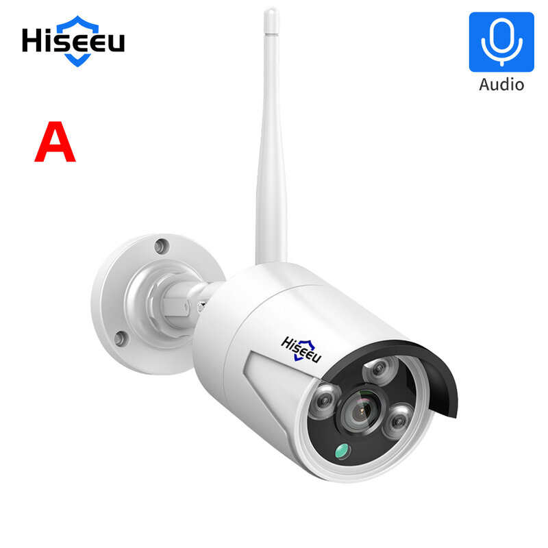 Hiseeu-Câmera IP de Segurança Sem Fio, Sistema de CFTV, 3MP, 1080P, Wi-Fi, Ao ar livre, Impermeável, View Eseecloud APP, 5MP