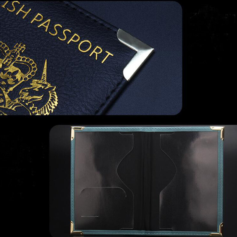 المملكة المتحدة النساء الرجال غطاء جواز سفر بولي Leather حافظة جواز سفر جلدية للمملكة المتحدة بريطانيا العظمى البريطانية حامل بطاقة المحفظة