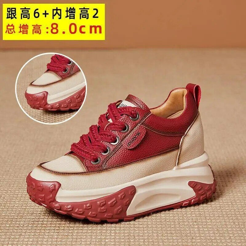 Instagram Trend-zapatos de encaje para mujer, calzado deportivo versátil con suela gruesa y realce interior, talla pequeña, tendencia de otoño, 2024