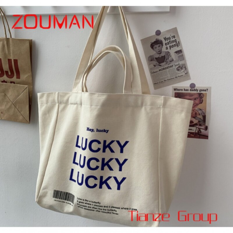 Custom , Eco cotton tote bag with multiple pockets canvas bag with custom logo