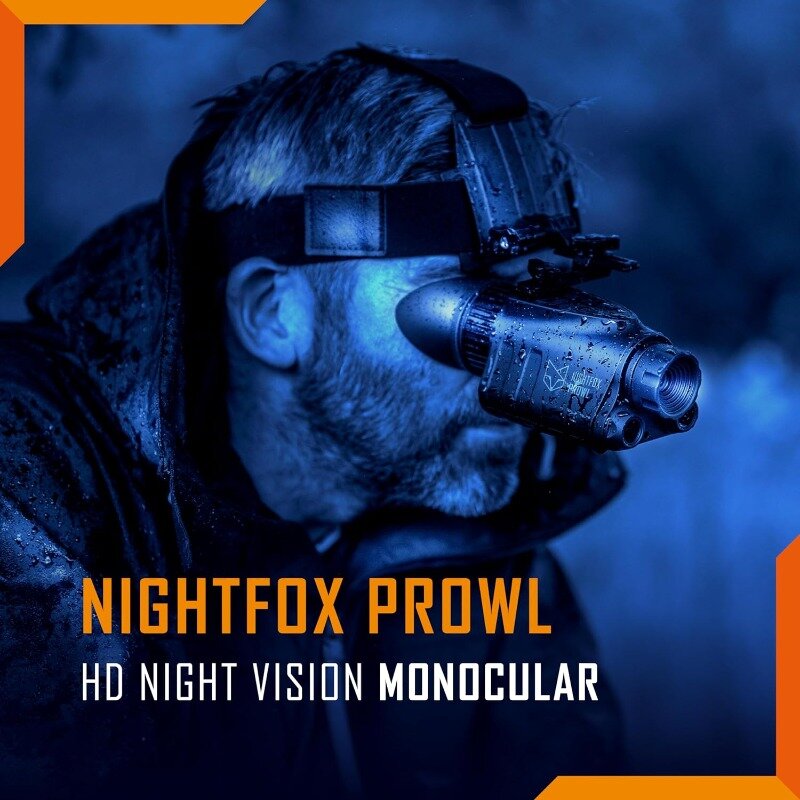 Nightfox Prowl 야간 투시경 고글, HD 녹화, 32GB, 1x 배율, 헤드 마운트, 54 ° 와이드 FOV, 듀얼 IR 850, 940nm